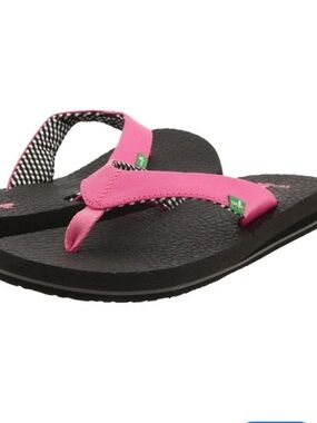 Sanuk yoga mat flip flop sandals black pink thong size women’s 11